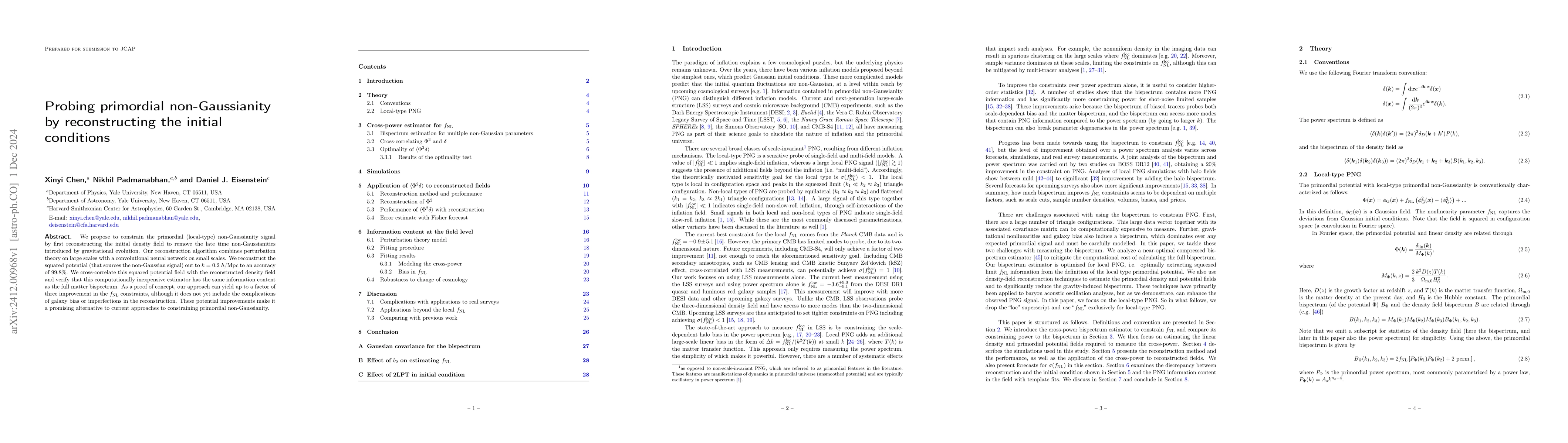 Thumbnail for Probing primordial non-Gaussianity by reconstructing the initial
  conditions