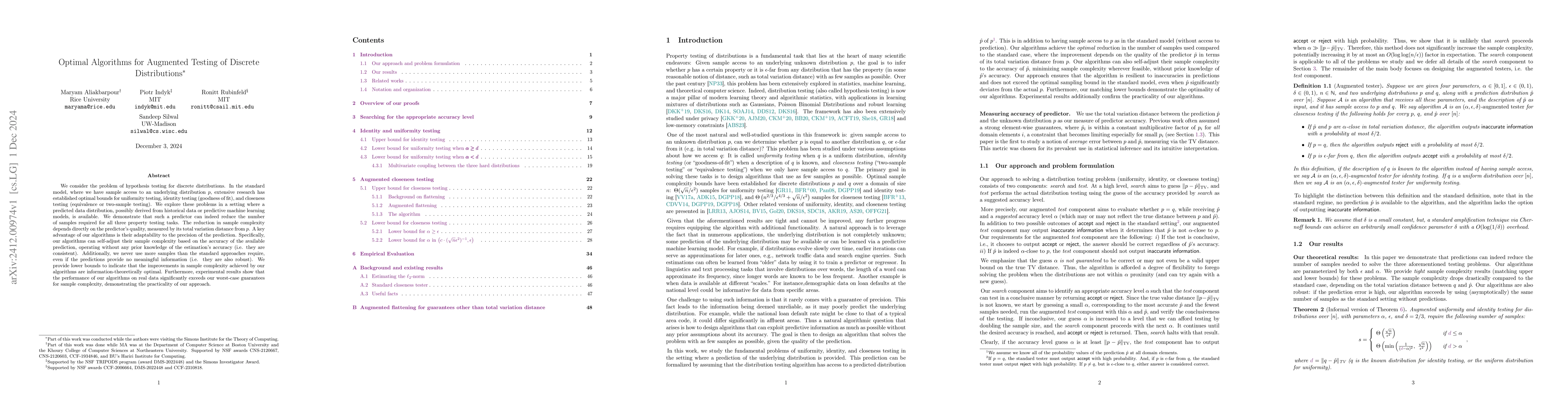Thumbnail for Optimal Algorithms for Augmented Testing of Discrete Distributions