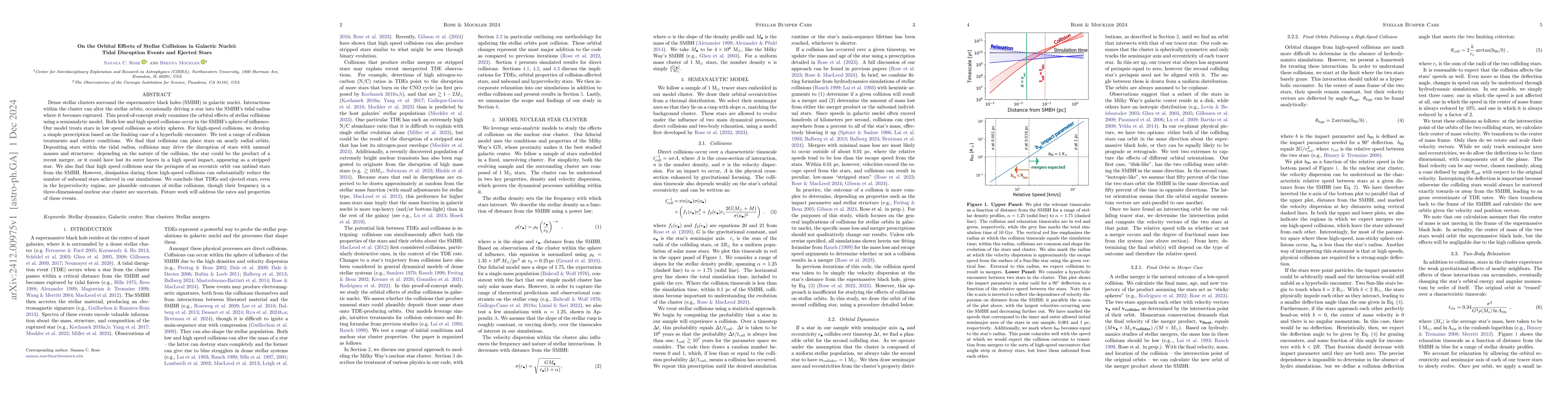 Thumbnail for On the Orbital Effects of Stellar Collisions in Galactic Nuclei: Tidal
  Disruption Events and Ejected Stars