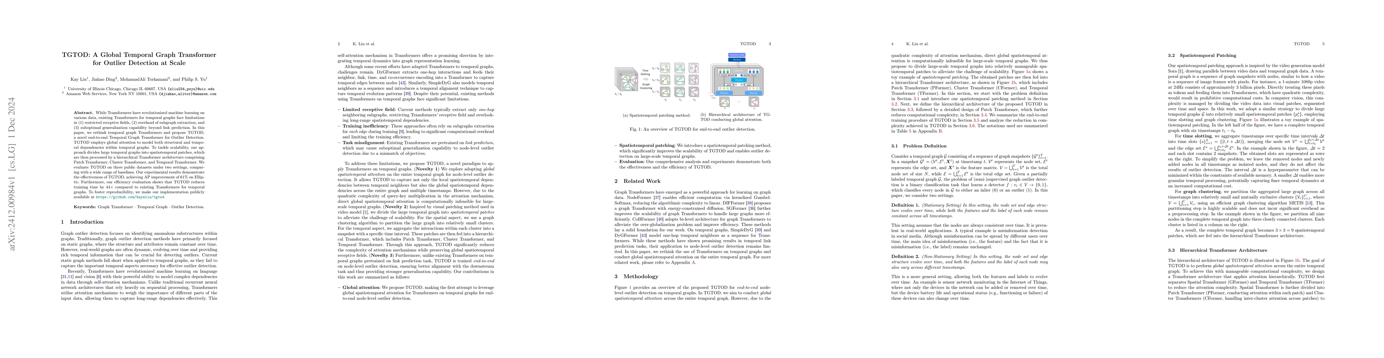 Thumbnail for TGTOD: A Global Temporal Graph Transformer for Outlier Detection at
  Scale