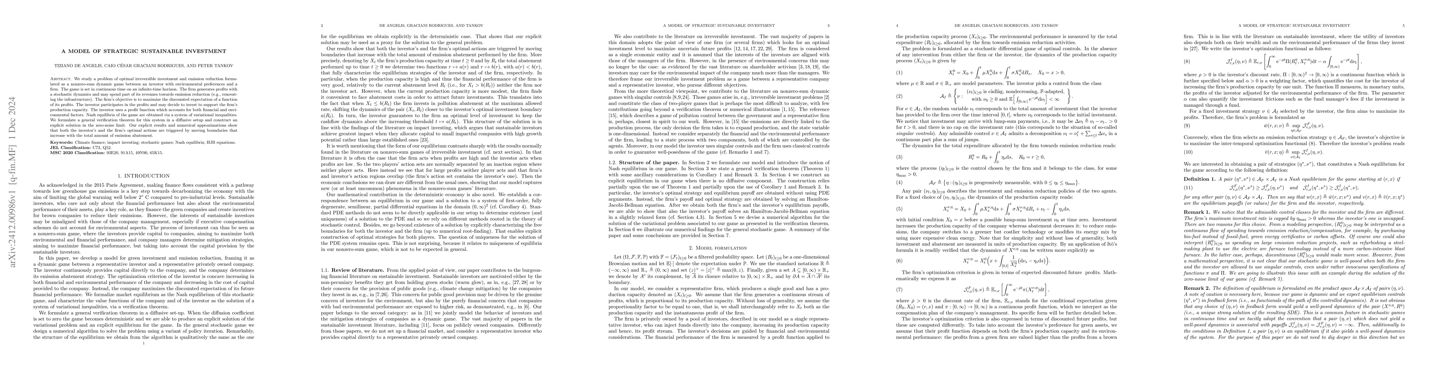Thumbnail for A model of strategic sustainable investment