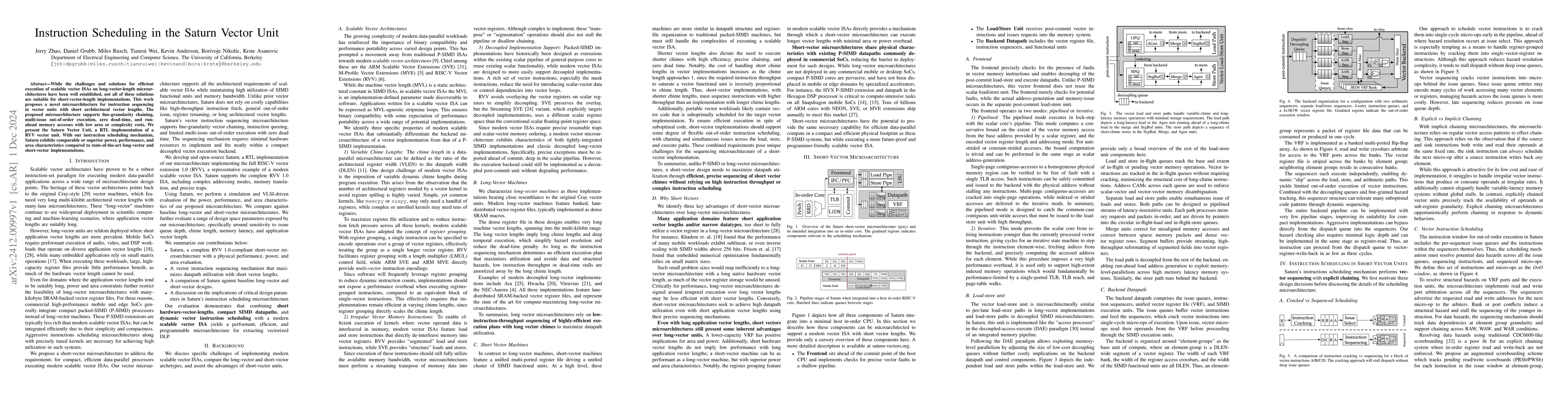 Thumbnail for Instruction Scheduling in the Saturn Vector Unit