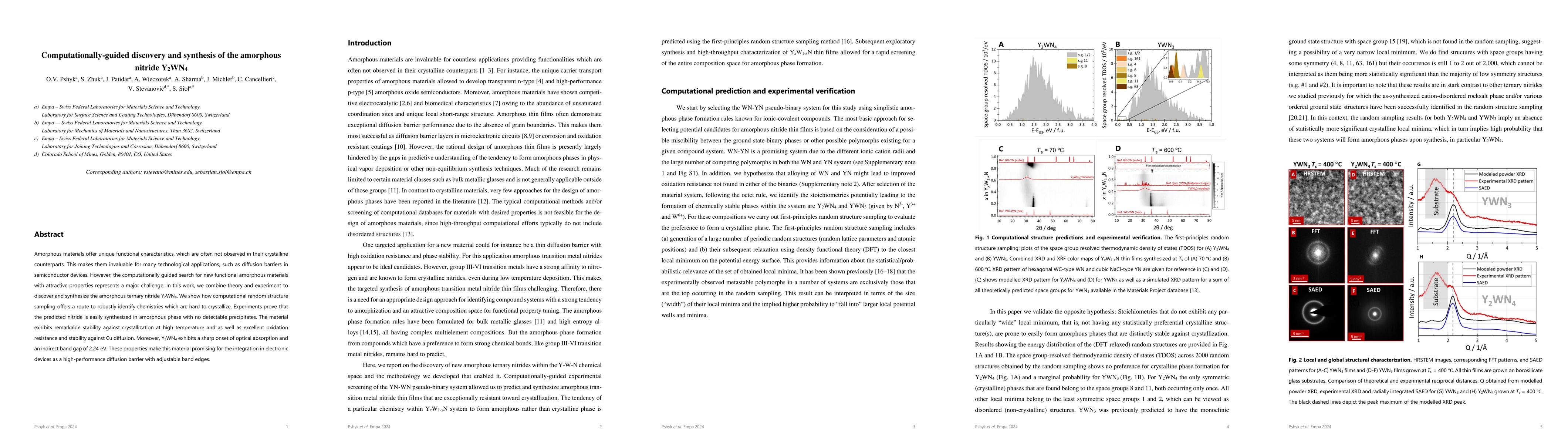 Thumbnail for Computationally-guided discovery and synthesis of the amorphous nitride
  Y2WN4