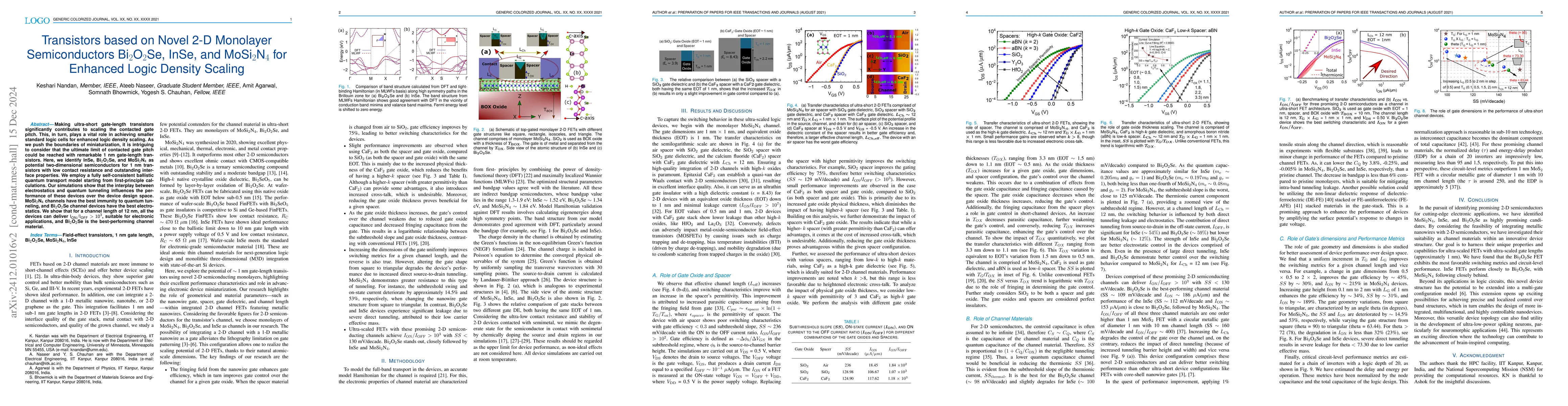Thumbnail for Transistors based on Novel 2-D Monolayer Semiconductors Bi2O2Se, InSe,
  and MoSi2N4 for Enhanced Logic Density Scaling