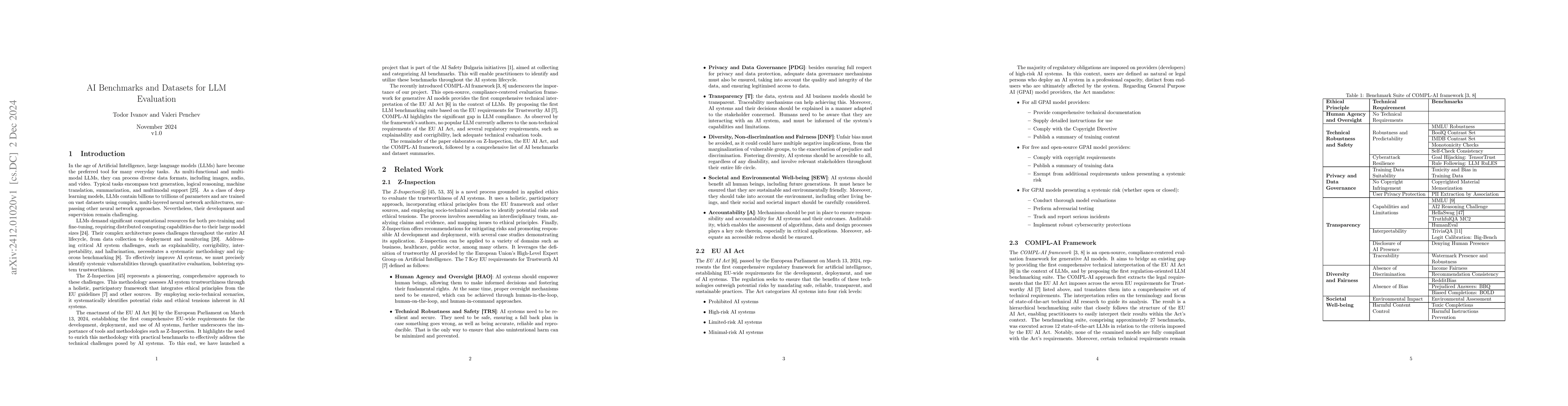 Thumbnail for AI Benchmarks and Datasets for LLM Evaluation