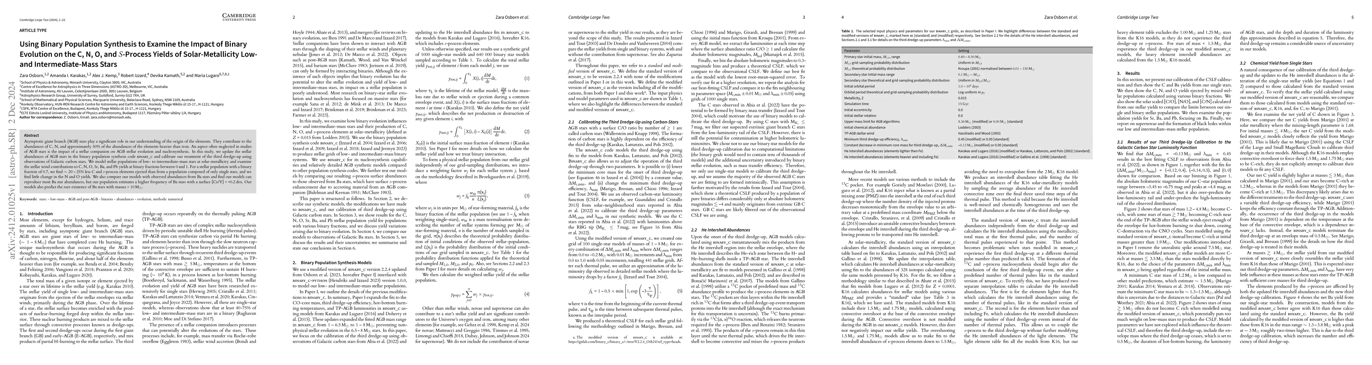 Thumbnail for Using Binary Population Synthesis to Examine the Impact of Binary
  Evolution on the C, N, O, and $S$-Process Yields of Solar-Metallicity Low-
  and Intermediate-Mass Stars