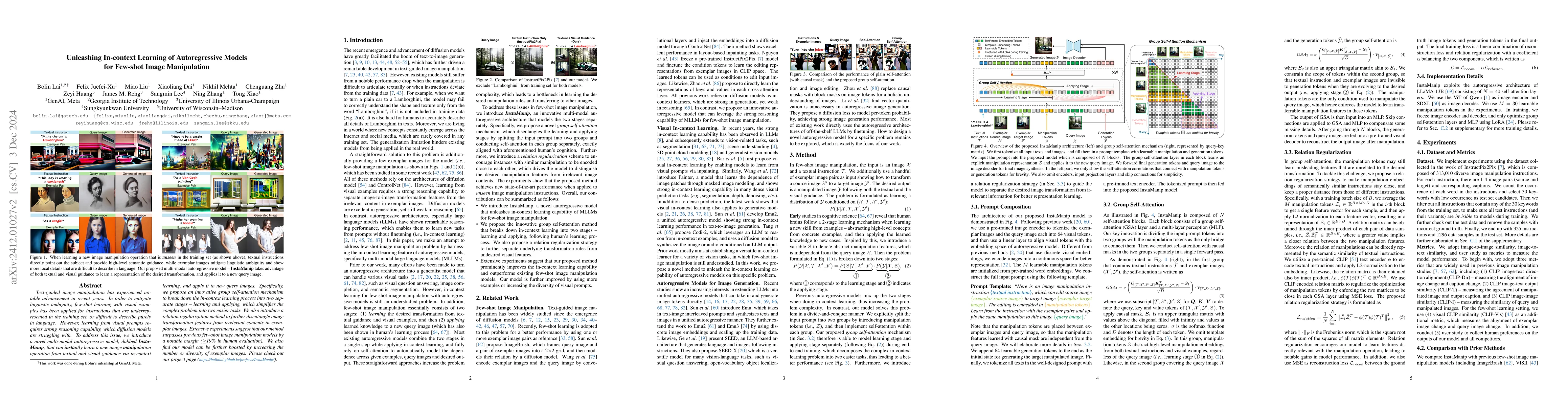 Thumbnail for Unleashing In-context Learning of Autoregressive Models for Few-shot
  Image Manipulation