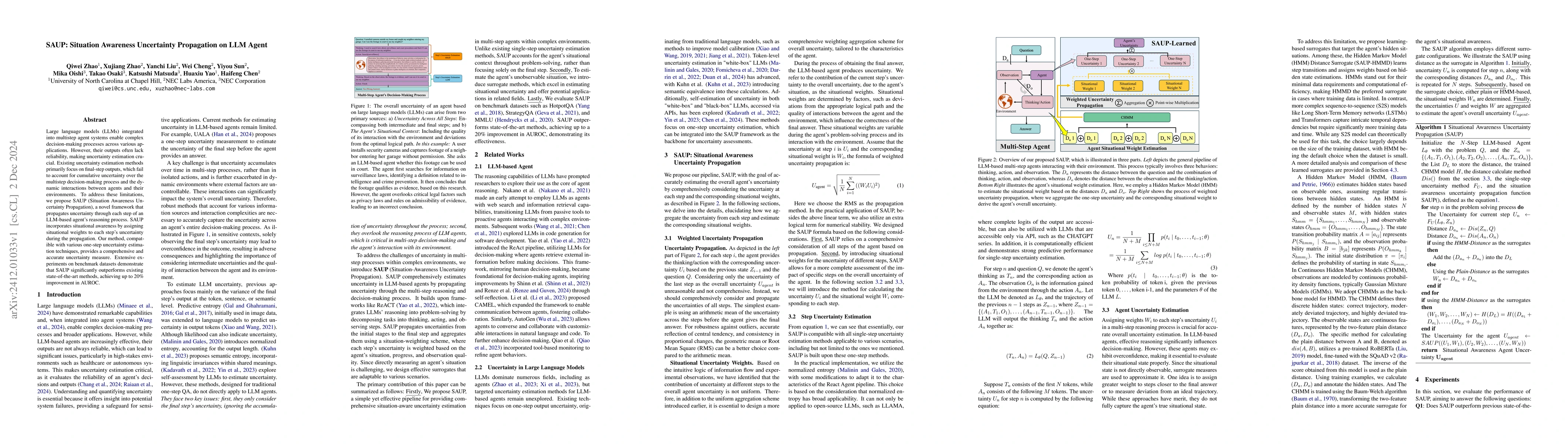 Thumbnail for SAUP: Situation Awareness Uncertainty Propagation on LLM Agent