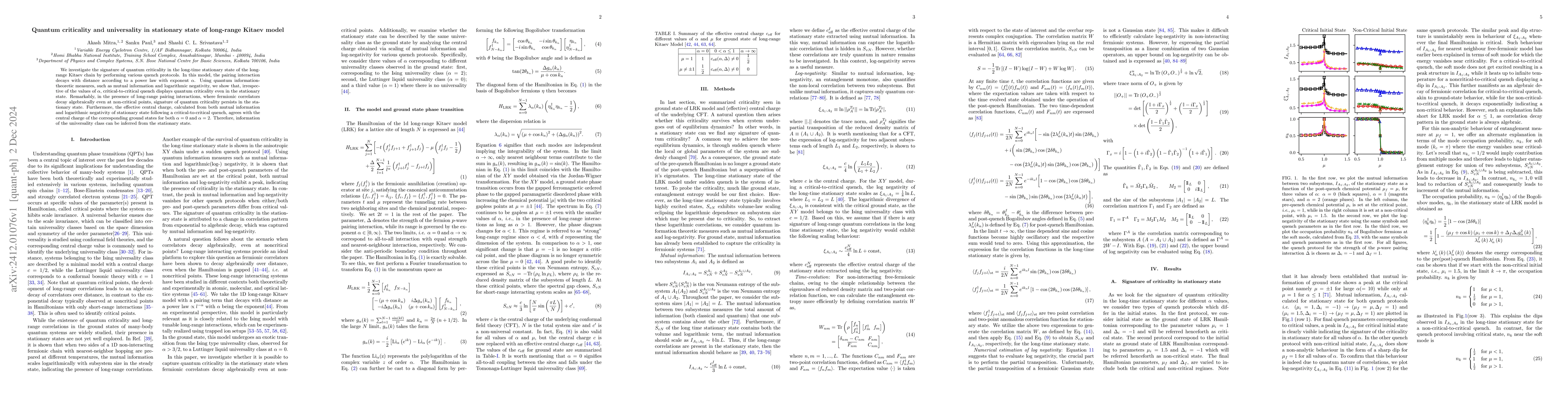Thumbnail for Quantum criticality and universality in stationary state of long-range
  Kitaev model