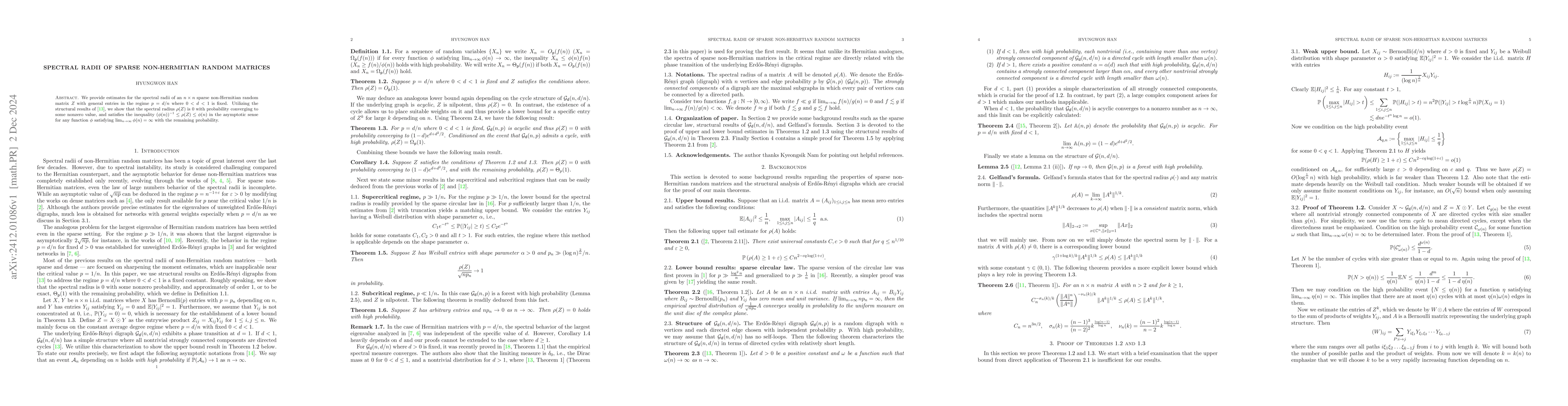 Thumbnail for Spectral radii of sparse non-Hermitian random matrices