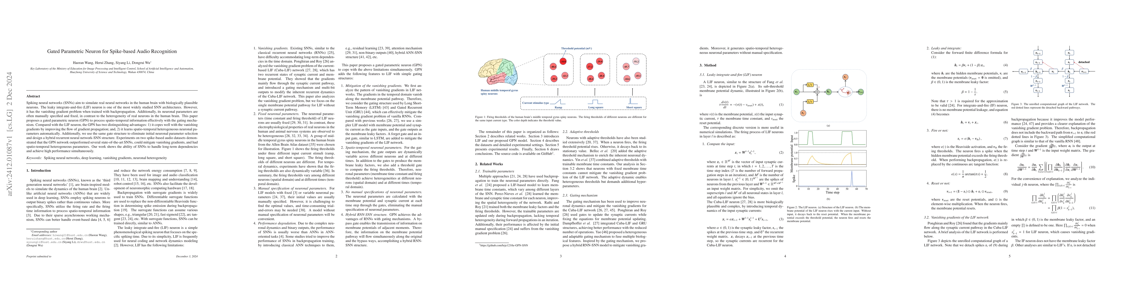 Thumbnail for Gated Parametric Neuron for Spike-based Audio Recognition