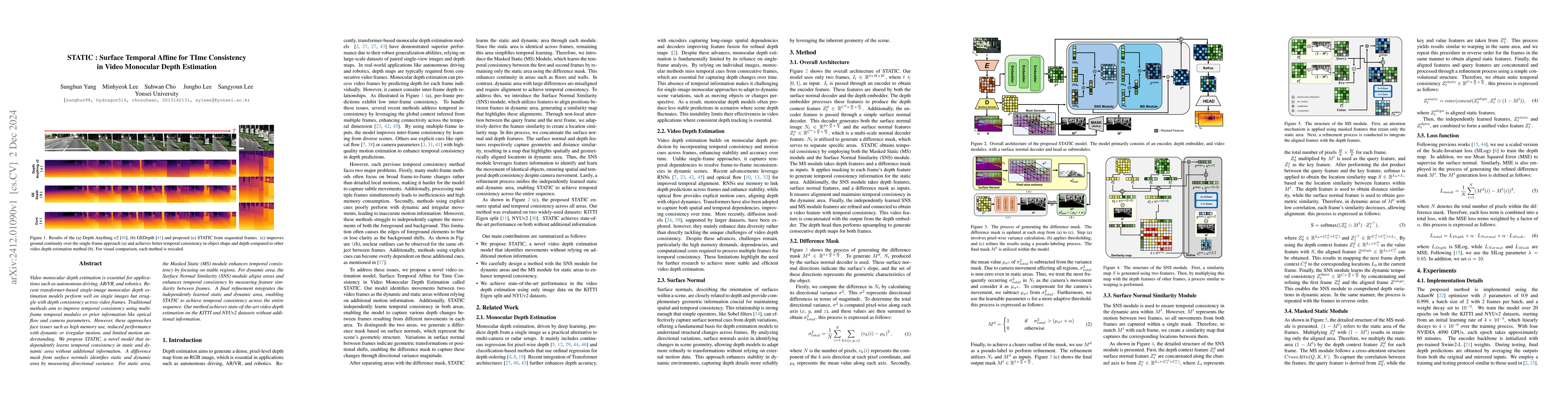 Thumbnail for STATIC : Surface Temporal Affine for TIme Consistency in Video Monocular
  Depth Estimation