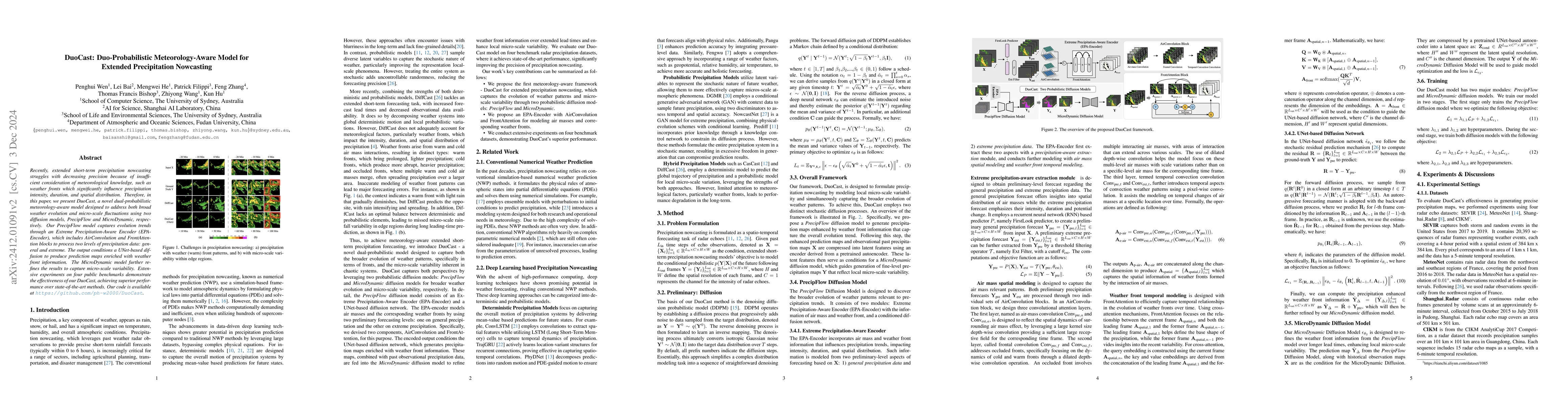 Thumbnail for DuoCast: Duo-Probabilistic Meteorology-Aware Model for Extended
  Precipitation Nowcasting