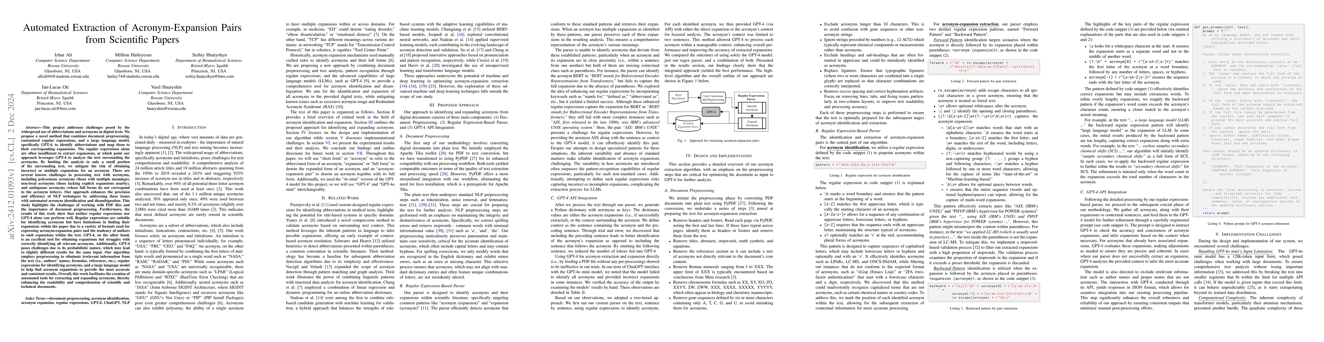 Thumbnail for Automated Extraction of Acronym-Expansion Pairs from Scientific Papers