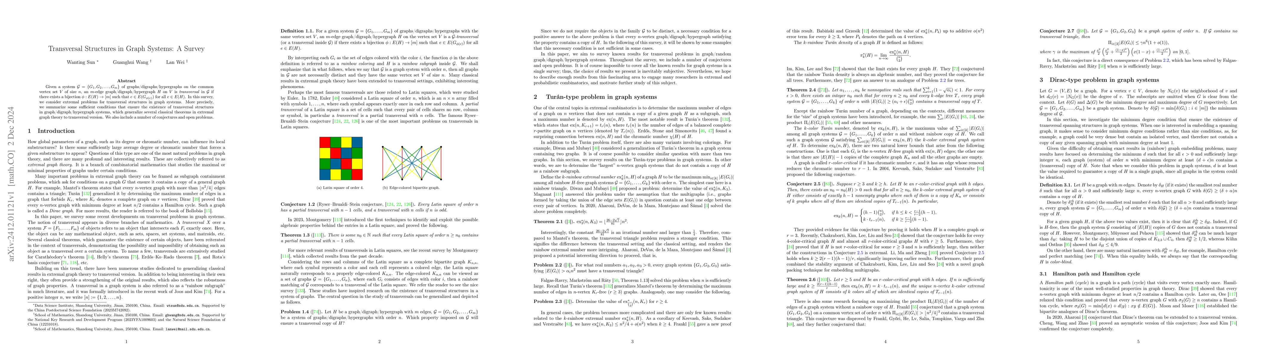Thumbnail for Transversal Structures in Graph Systems: A Survey
