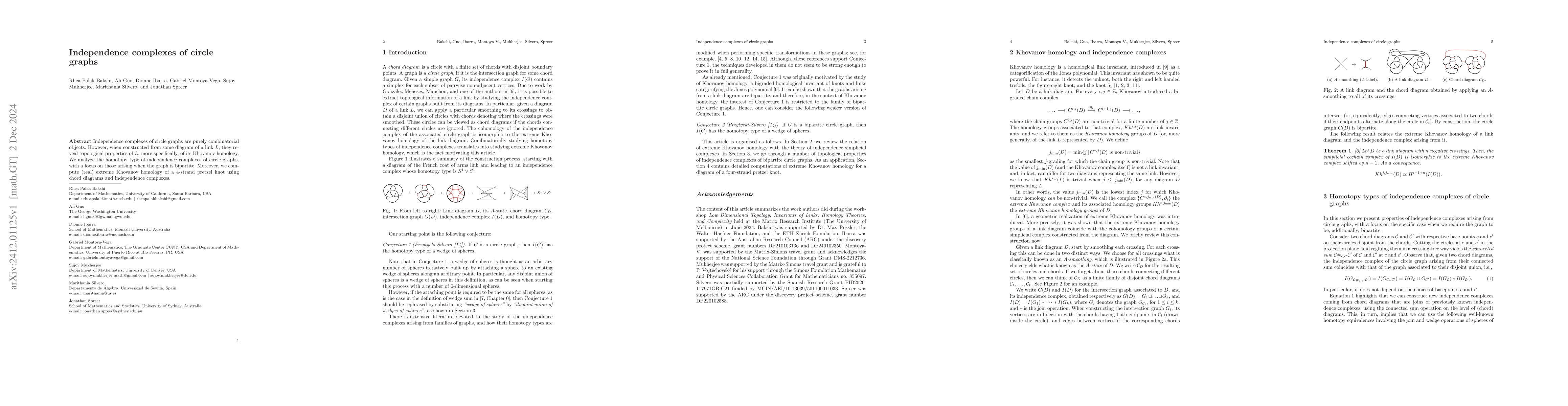 Thumbnail for Independence complexes of circle graphs