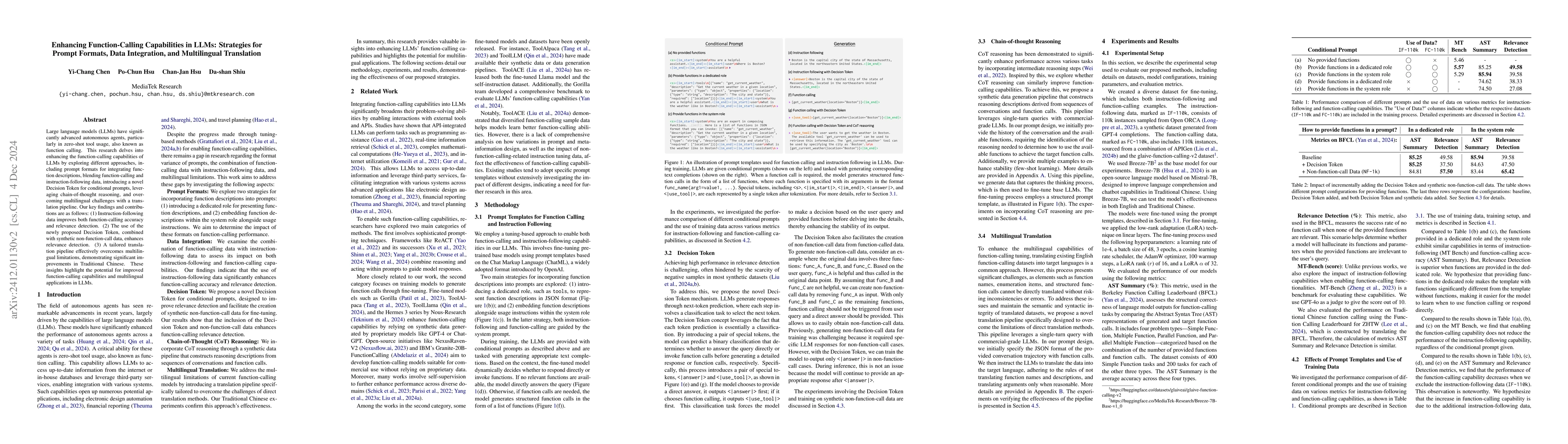 Thumbnail for Enhancing Function-Calling Capabilities in LLMs: Strategies for Prompt
  Formats, Data Integration, and Multilingual Translation