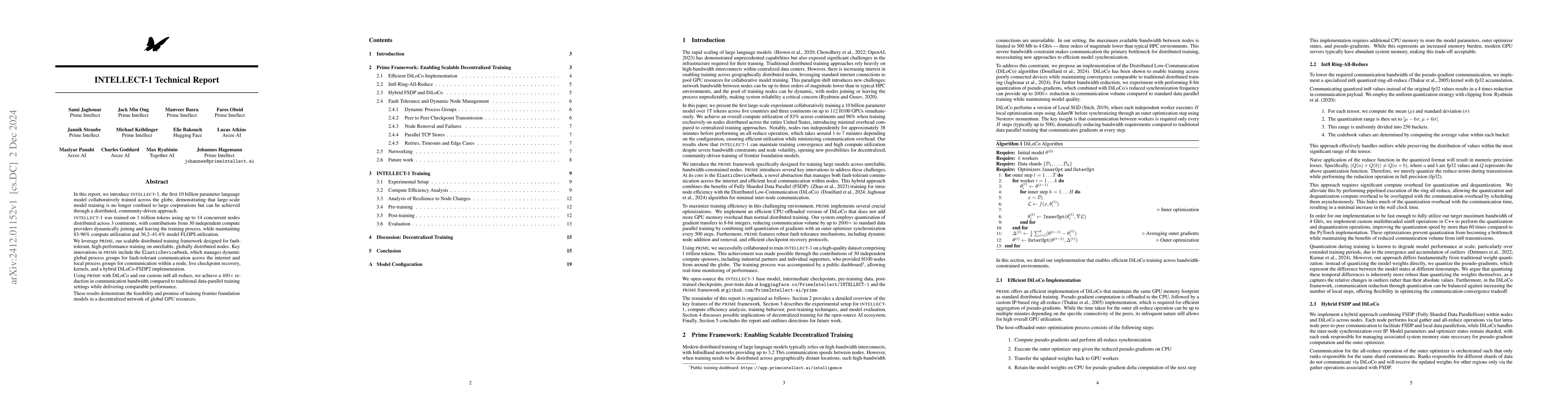 Thumbnail for INTELLECT-1 Technical Report