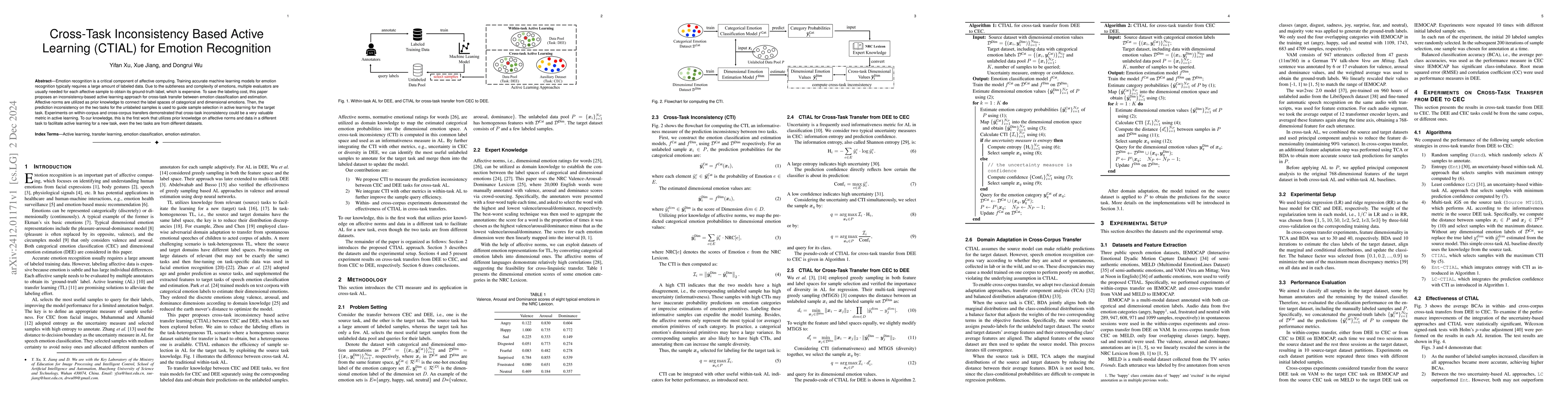 Thumbnail for Cross-Task Inconsistency Based Active Learning (CTIAL) for Emotion
  Recognition