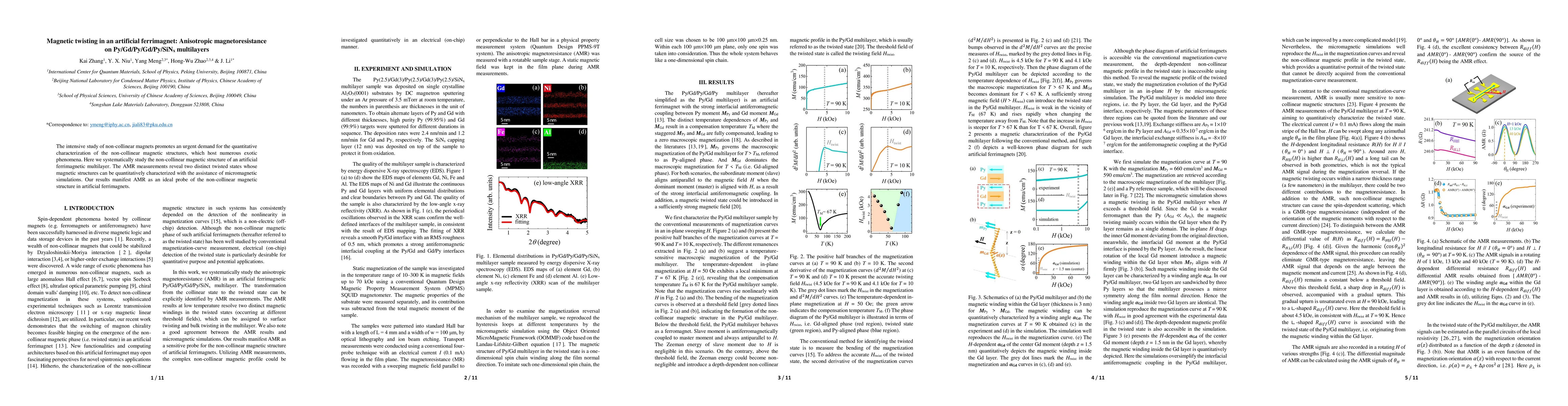 Thumbnail for Magnetic twisting in an artificial ferrimagnet: Anisotropic
  magnetoresistance on Py/Gd/Py/Gd/Py/SiNx multilayers