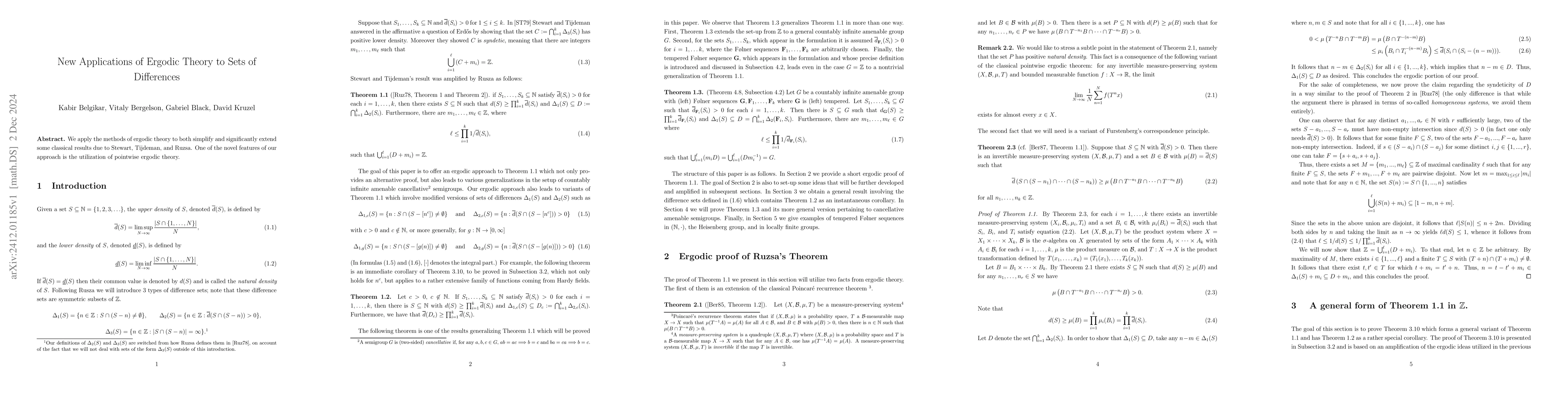 Thumbnail for New Applications of Ergodic Theory to Sets of Differences