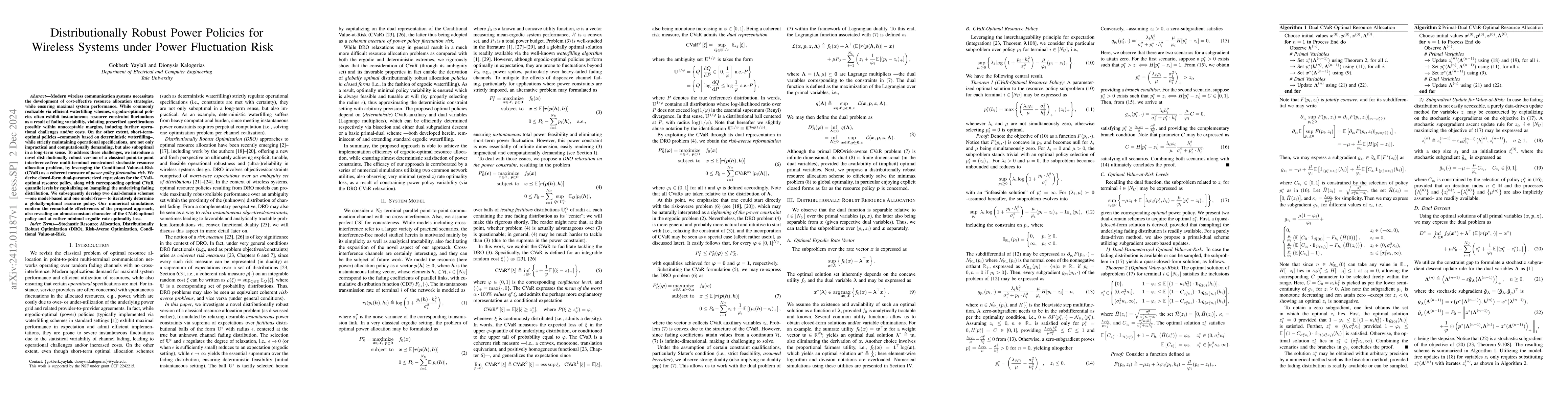 Thumbnail for Distributionally Robust Power Policies for Wireless Systems under Power
  Fluctuation Risk