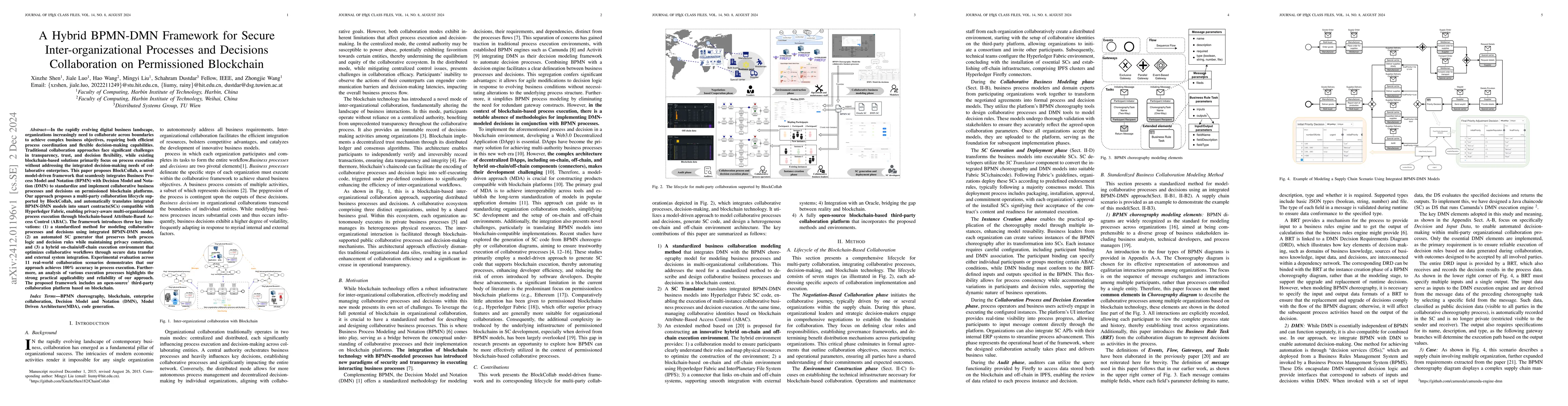 Thumbnail for A Hybrid BPMN-DMN Framework for Secure Inter-organizational Processes
  and Decisions Collaboration on Permissioned Blockchain