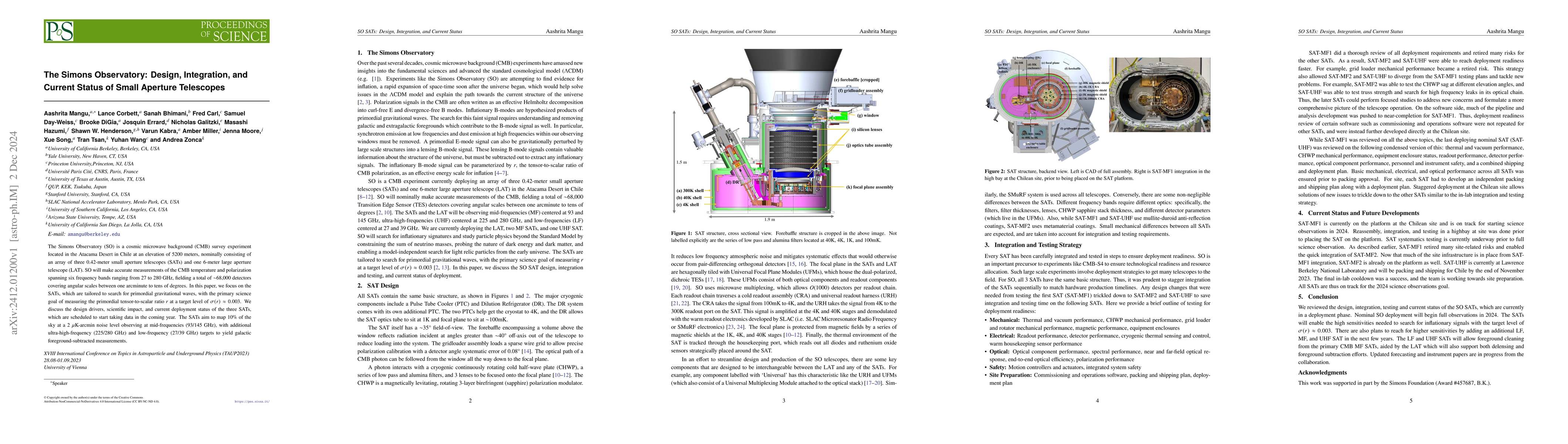 Thumbnail for The Simons Observatory: Design, Integration, and Current Status of Small
  Aperture Telescopes