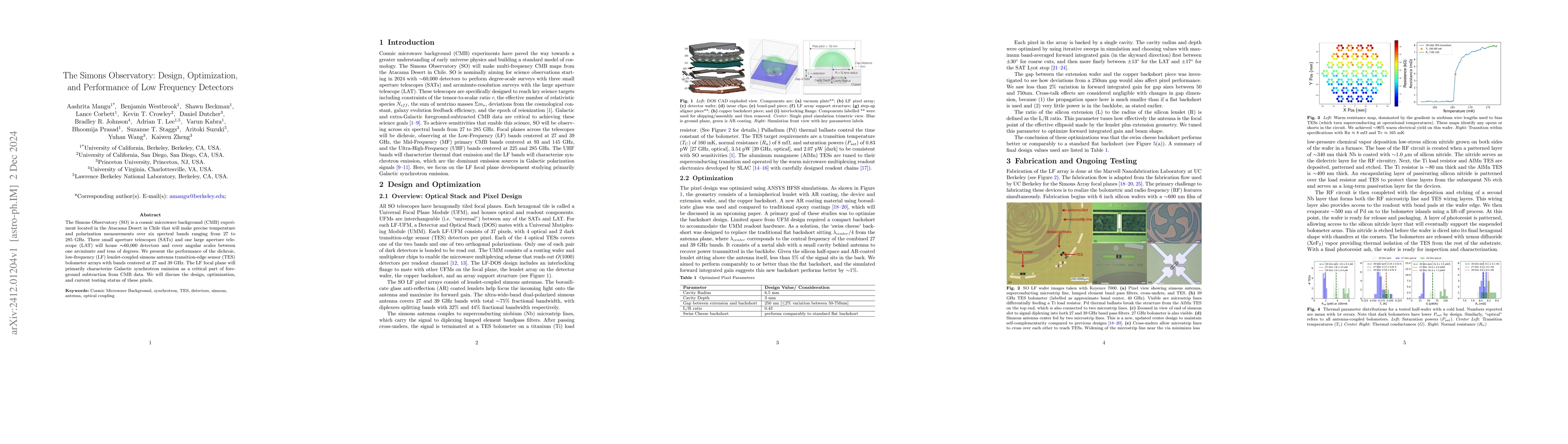 Thumbnail for The Simons Observatory: Design, Optimization, and Performance of Low
  Frequency Detectors