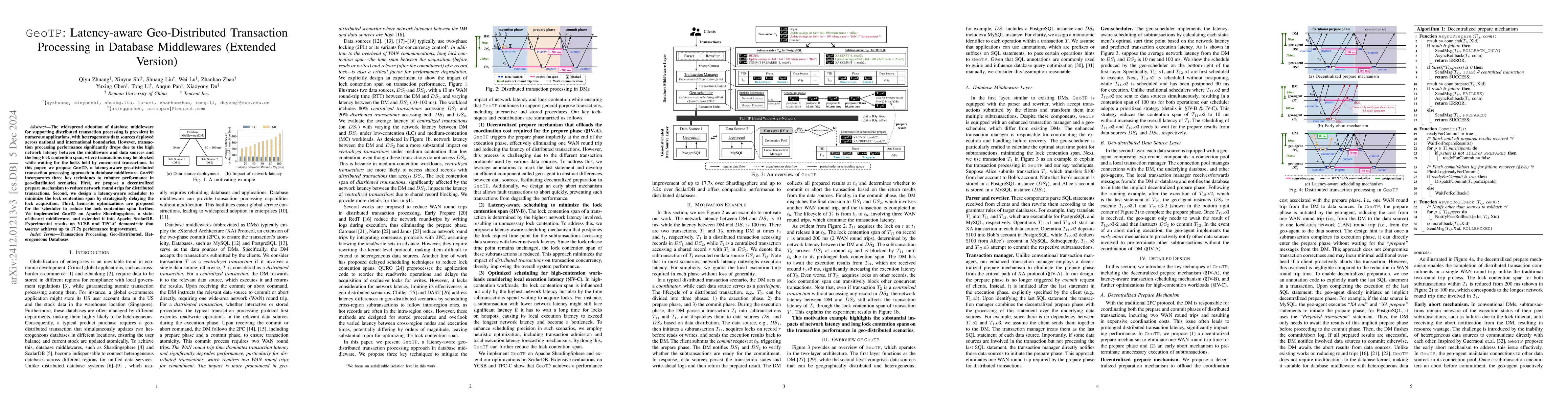 Thumbnail for GeoTP: Latency-aware Geo-Distributed Transaction Processing in Database
  Middlewares (Extended Version)