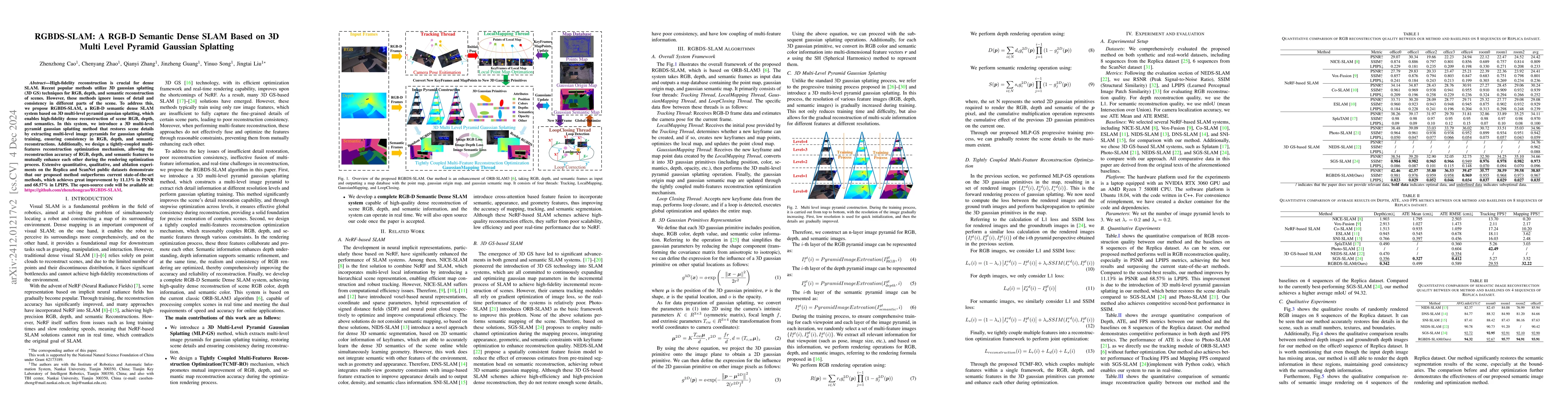 Thumbnail for RGBDS-SLAM: A RGB-D Semantic Dense SLAM Based on 3D Multi Level Pyramid
  Gaussian Splatting