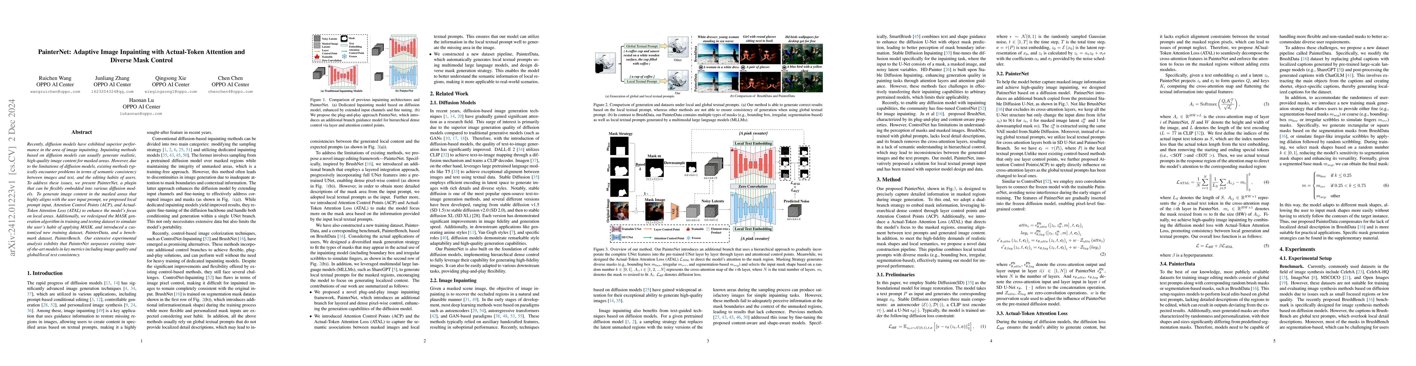 Thumbnail for PainterNet: Adaptive Image Inpainting with Actual-Token Attention and
  Diverse Mask Control