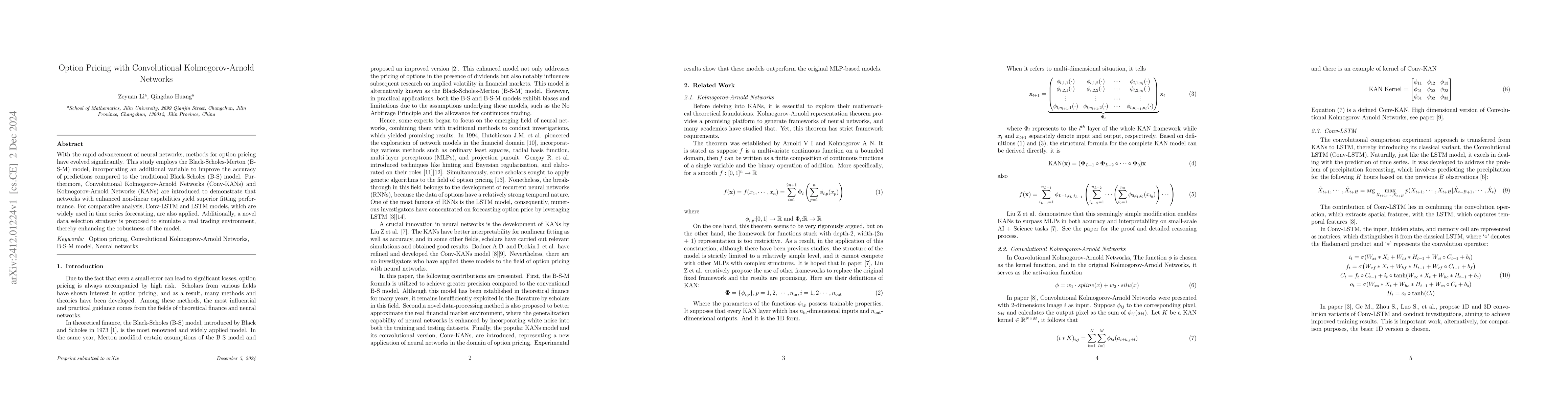 Thumbnail for Option Pricing with Convolutional Kolmogorov-Arnold Networks