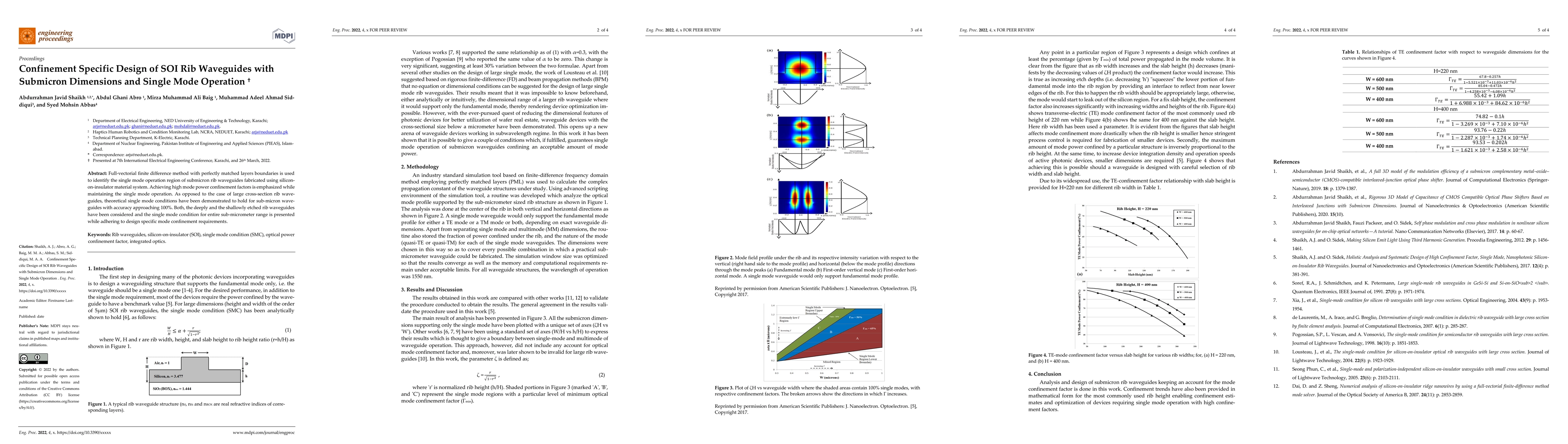 Thumbnail for Confinement Specific Design of SOI Rib Waveguides with Submicron
  Dimensions and Single Mode Operation