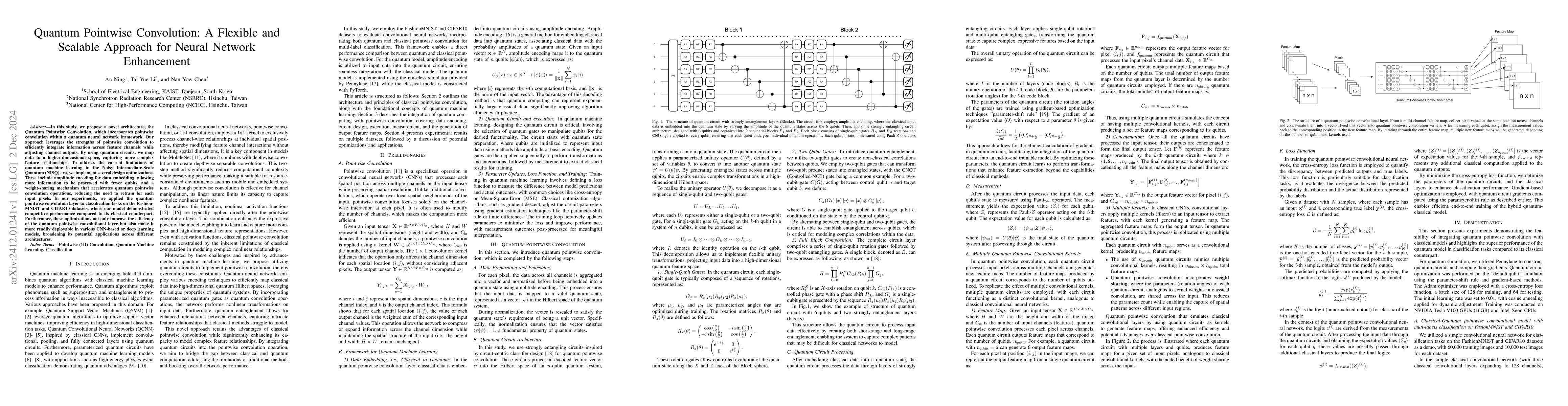 Thumbnail for Quantum Pointwise Convolution: A Flexible and Scalable Approach for
  Neural Network Enhancement