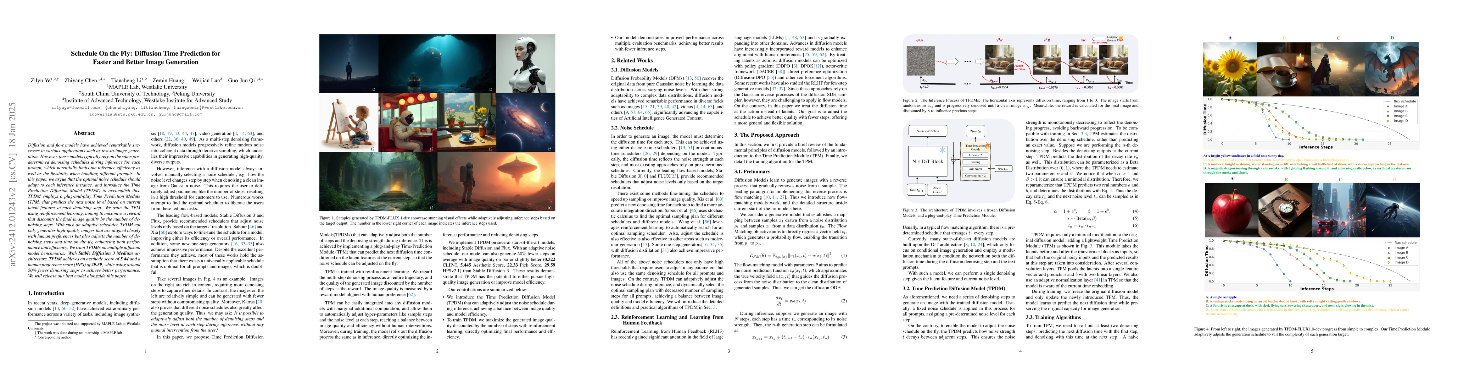 Thumbnail for Schedule On the Fly: Diffusion Time Prediction for Faster and Better
  Image Generation