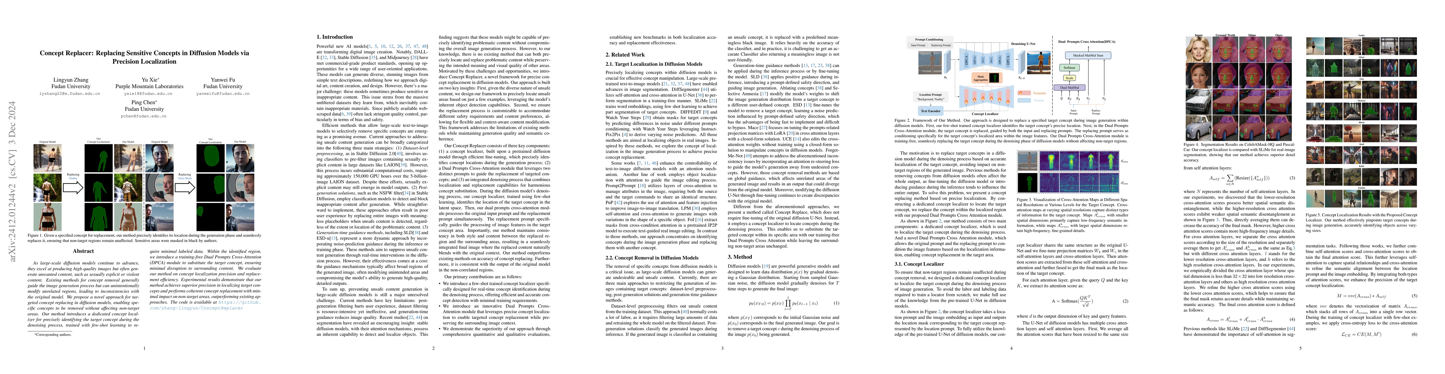 Thumbnail for Concept Replacer: Replacing Sensitive Concepts in Diffusion Models via
  Precision Localization