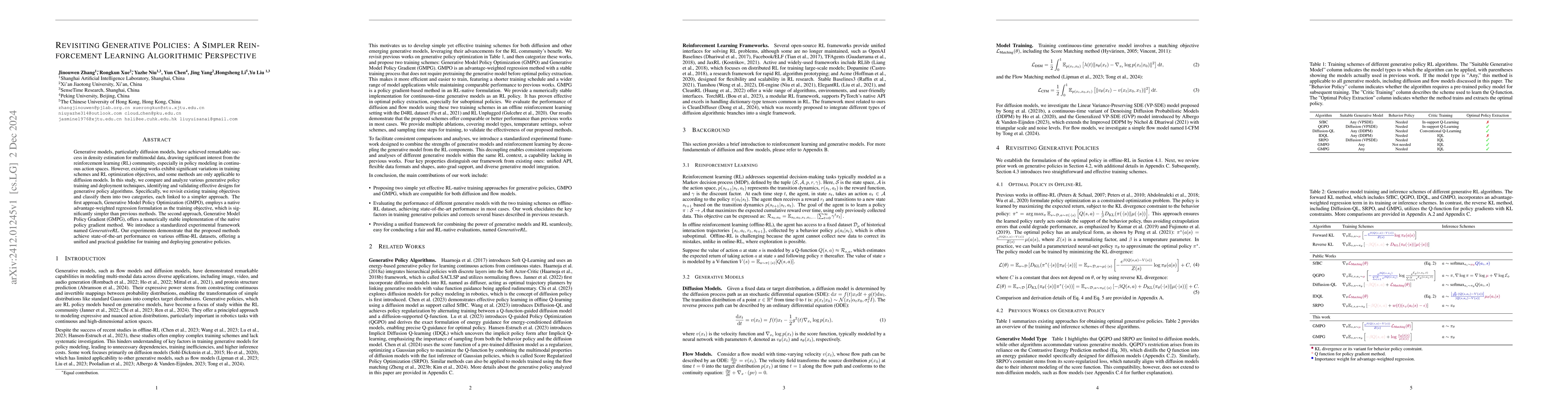 Thumbnail for Revisiting Generative Policies: A Simpler Reinforcement Learning
  Algorithmic Perspective