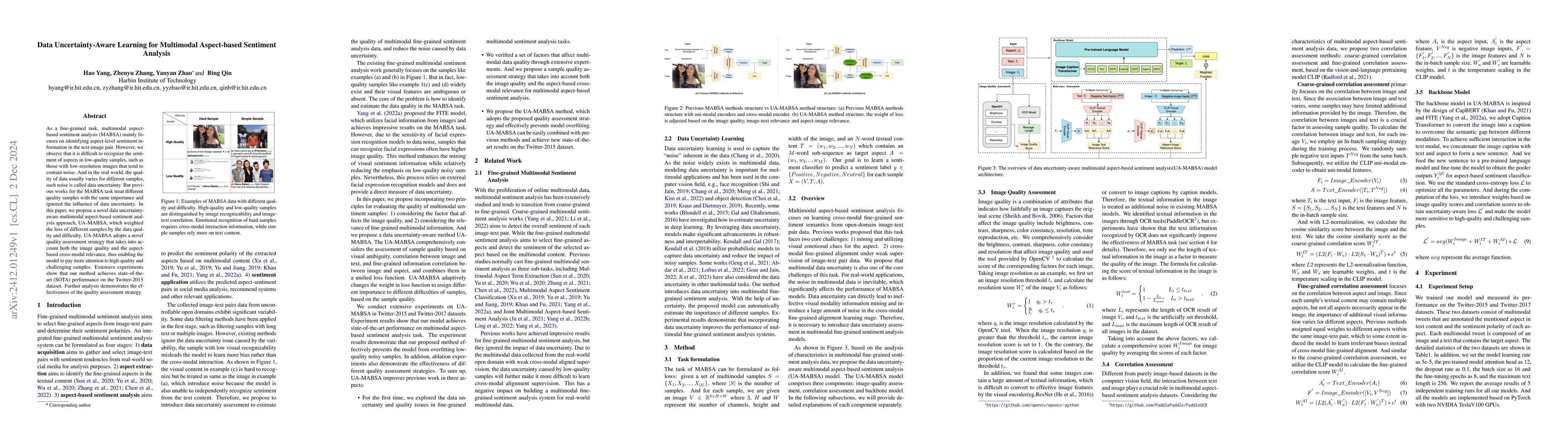 Thumbnail for Data Uncertainty-Aware Learning for Multimodal Aspect-based Sentiment
  Analysis