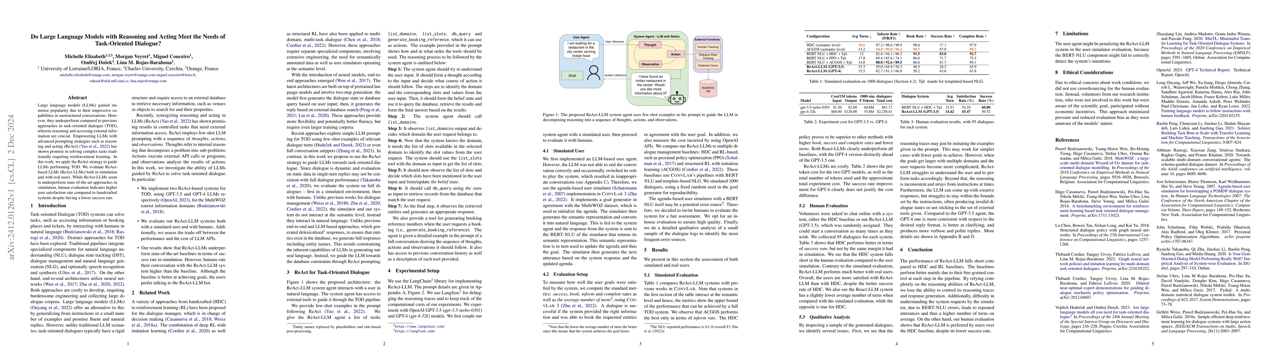 Thumbnail for Do Large Language Models with Reasoning and Acting Meet the Needs of
  Task-Oriented Dialogue?