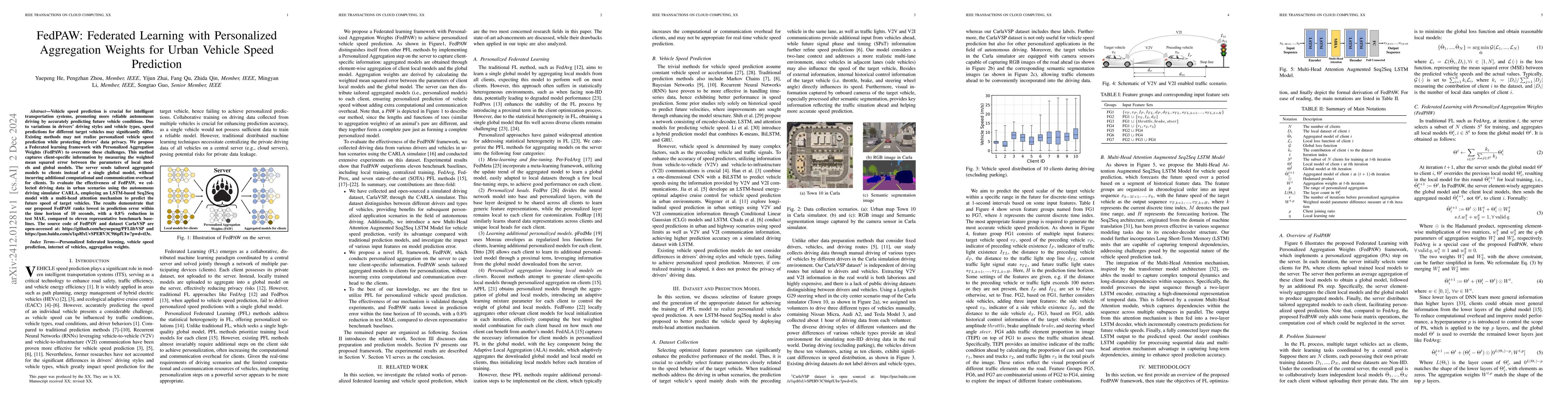 Thumbnail for FedPAW: Federated Learning with Personalized Aggregation Weights for
  Urban Vehicle Speed Prediction
