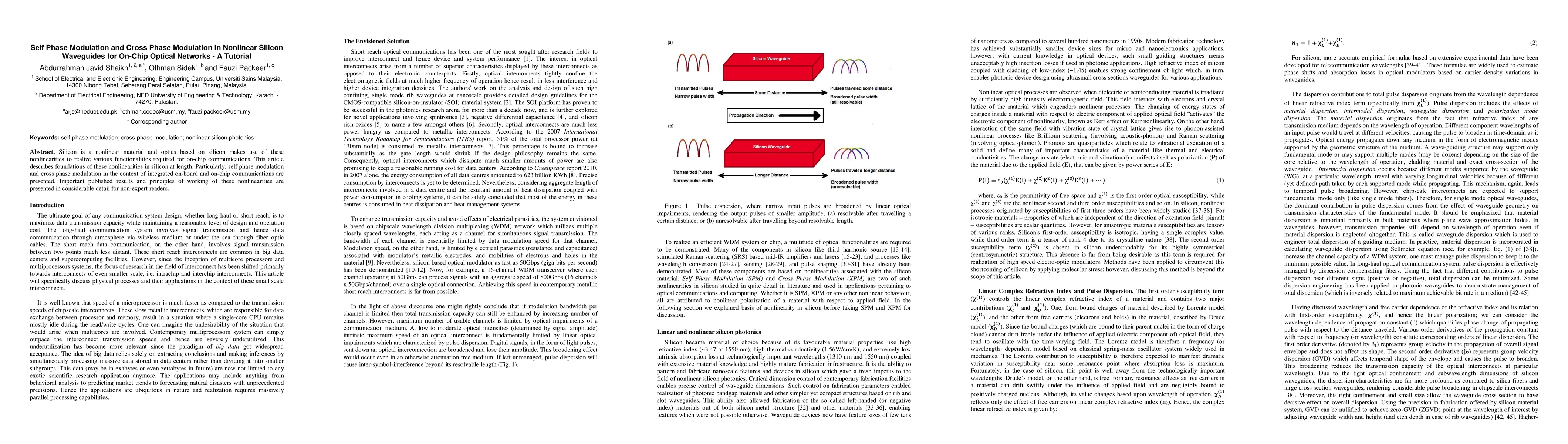 Thumbnail for Self Phase Modulation and Cross Phase Modulation in Nonlinear Silicon
  Waveguides for On-Chip Optical Networks -- A Tutorial