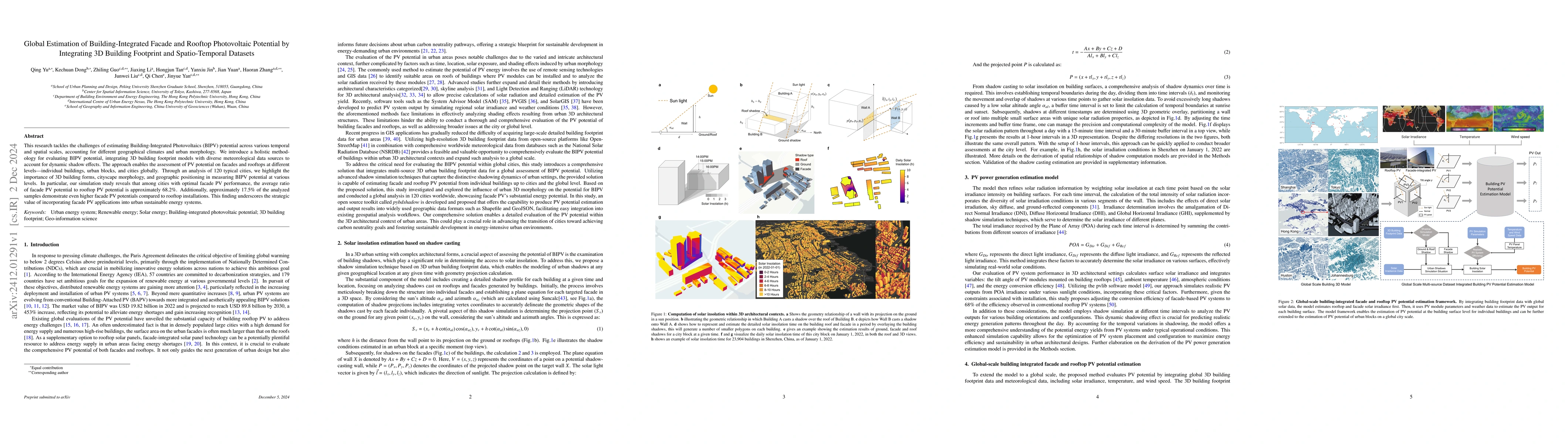 Thumbnail for Global Estimation of Building-Integrated Facade and Rooftop Photovoltaic
  Potential by Integrating 3D Building Footprint and Spatio-Temporal Datasets
