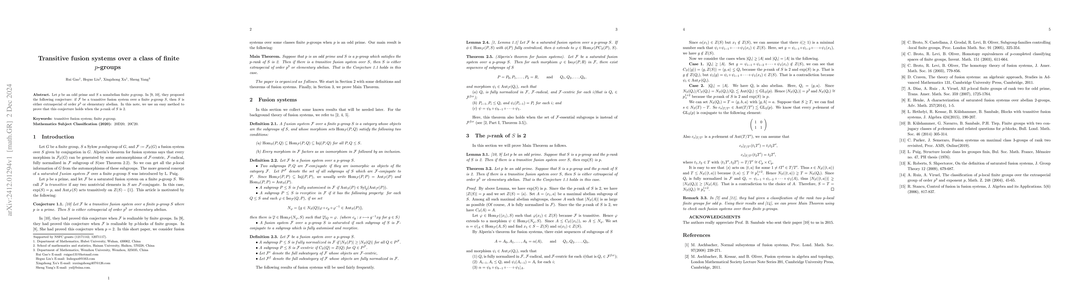Thumbnail for Transitive fusion systems over a class of finite p-groups