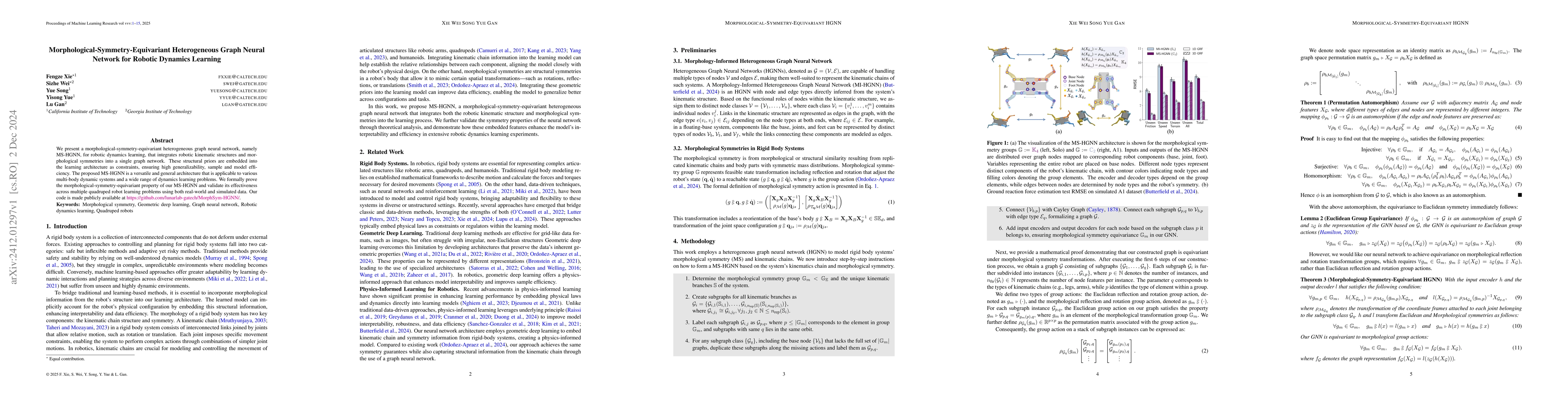 Thumbnail for Morphological-Symmetry-Equivariant Heterogeneous Graph Neural Network
  for Robotic Dynamics Learning