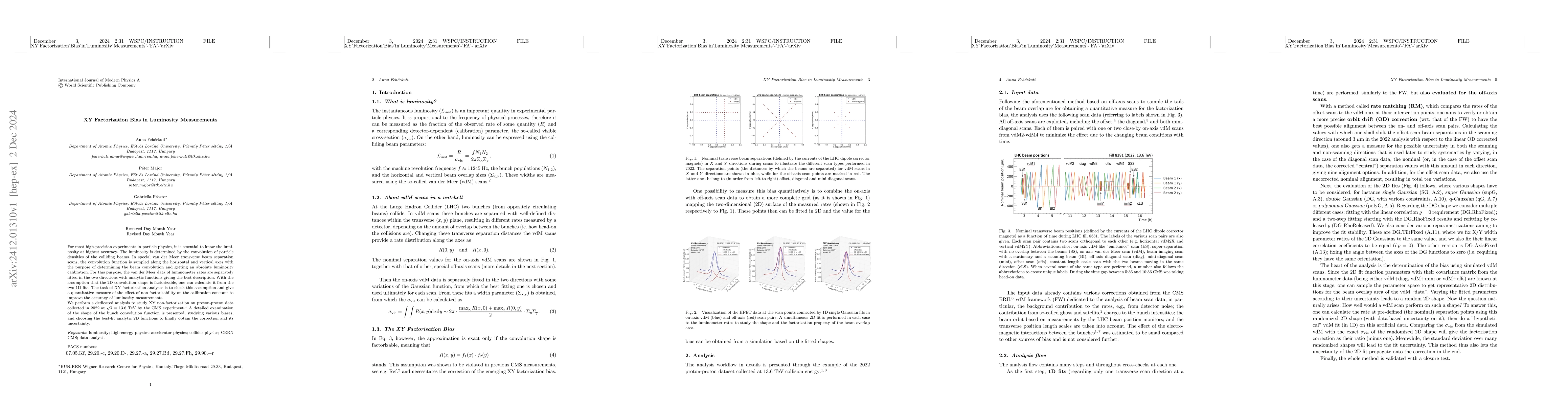 Thumbnail for XY Factorization Bias in Luminosity Measurements