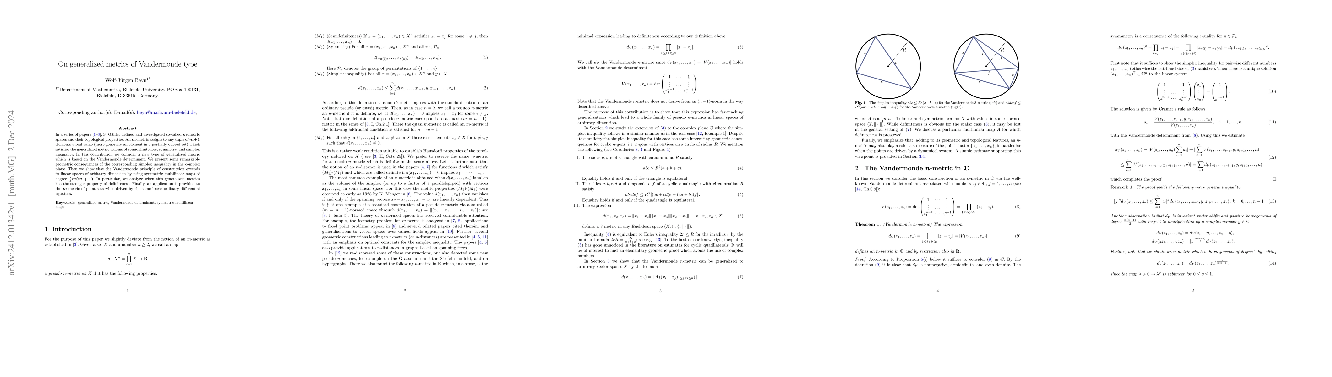 Thumbnail for On generalized metrics of Vandermonde type