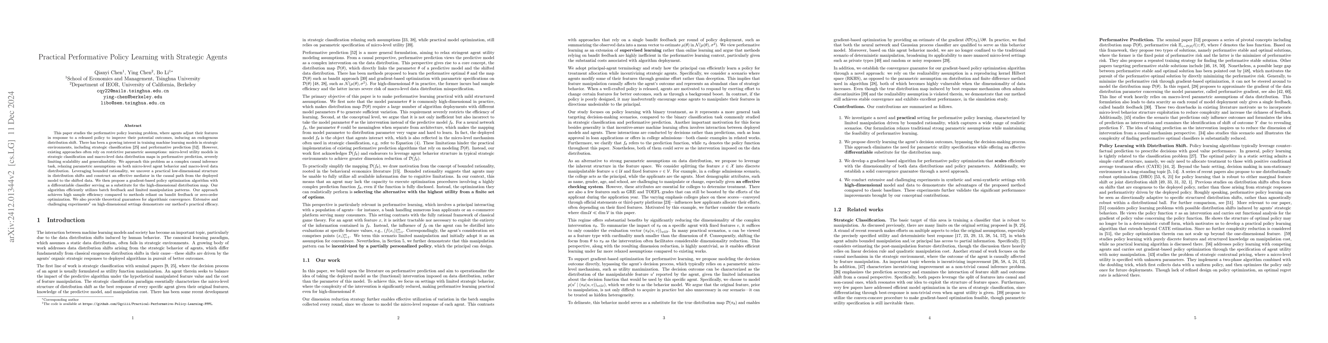 Thumbnail for Practical Performative Policy Learning with Strategic Agents