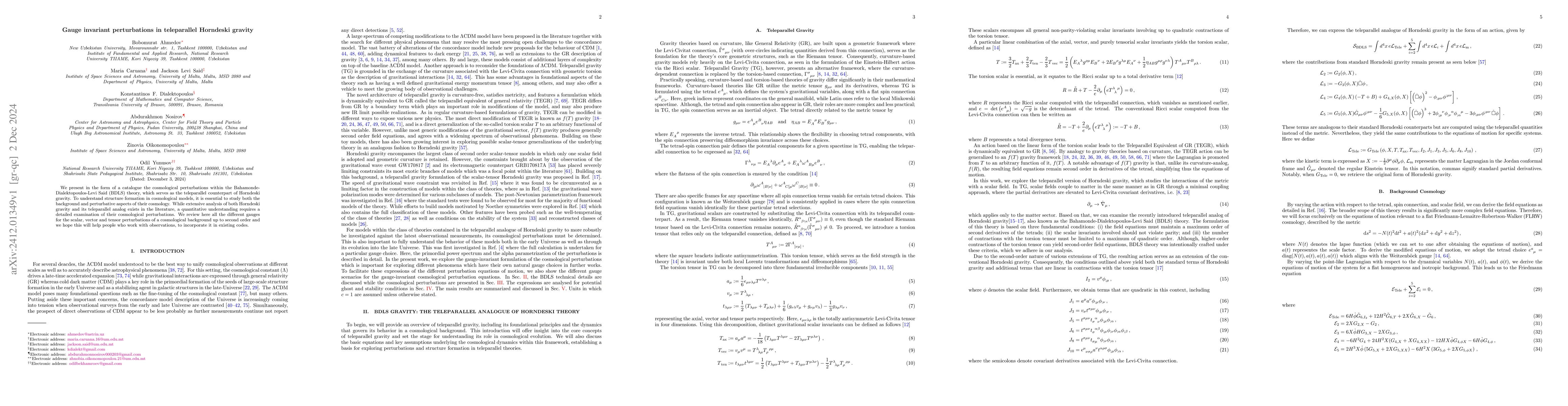 Thumbnail for Gauge invariant perturbations in teleparallel Horndeski gravity