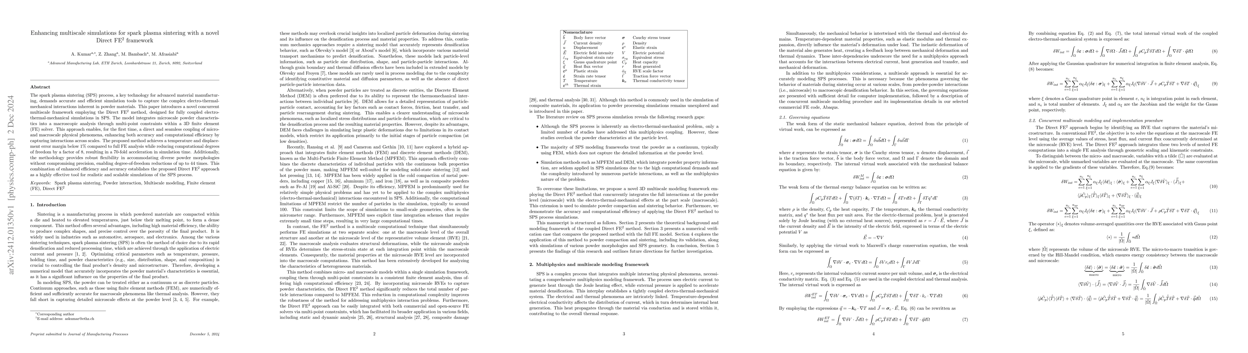 Thumbnail for Enhancing multiscale simulations for spark plasma sintering with a novel
  Direct FE$^2$ framework